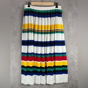 Vintage Pleated Long Skirt 31" Vibrant Colors, White, Blue, Yellow, Red